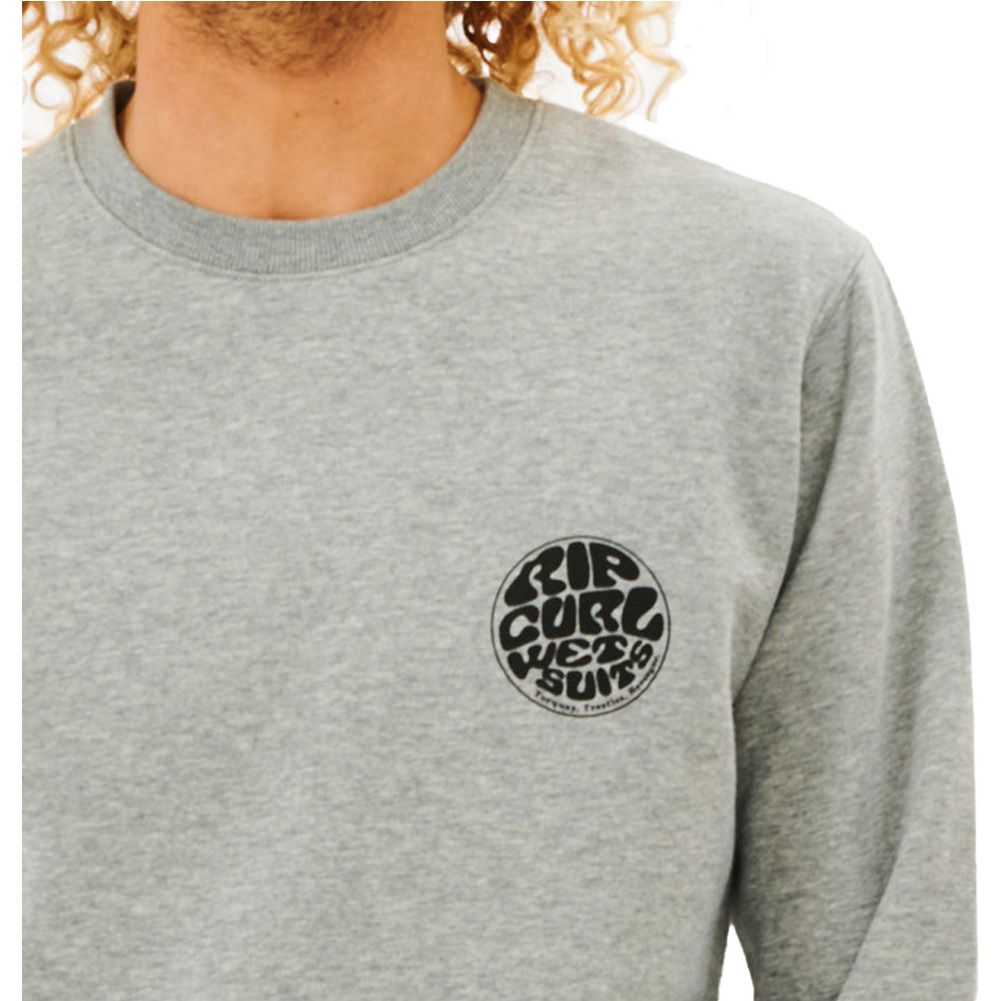 2026 Rip Curl Mens Wetsuit Icon Crew Fleece Jumper CFEHN9 - Grey Marle